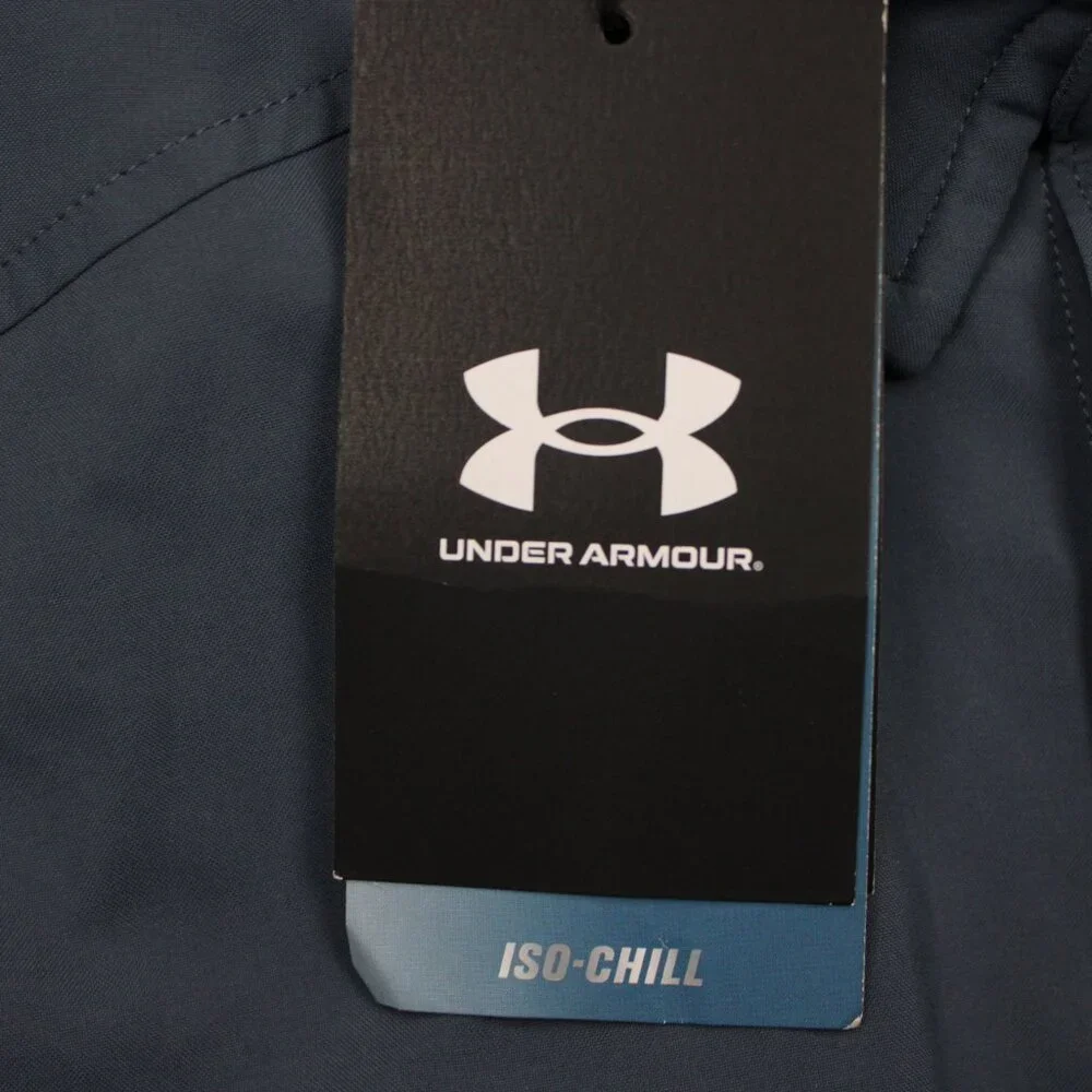 Under Armour Drift Tide 2.0 Shirt NWT Men Large Blue Fitted Polyester S/S Button
